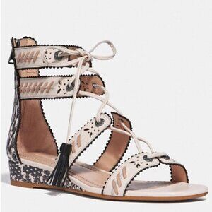 New Coach VIA DEMI WEDGE SANDAL G3744 leather